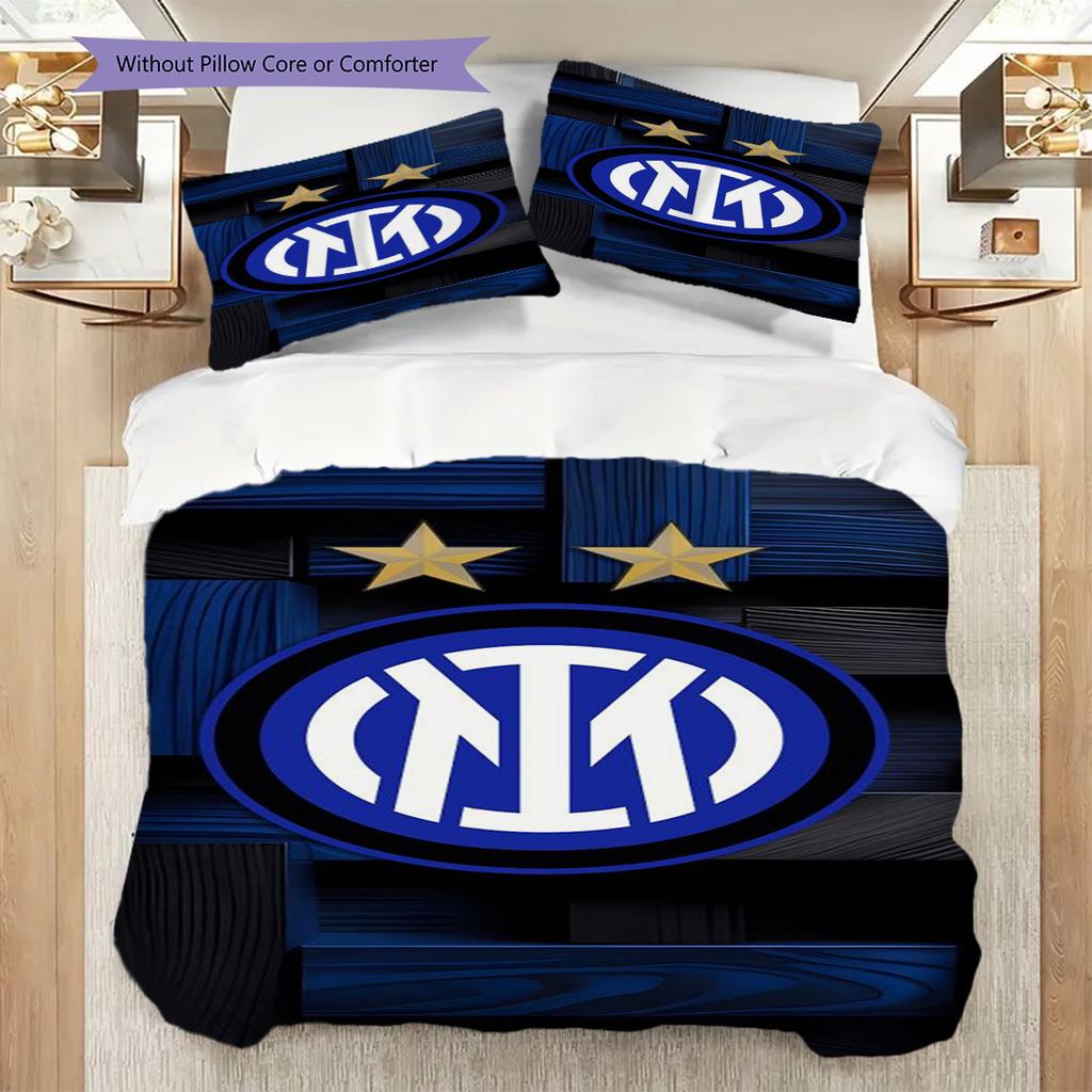 Biancheria da letto Colori Stelle Emblema Inter (1 * copripiumino + 2 * federa, senza nucleo) Copripiumino e federa 2D piatti, morbidi e confortevoli
