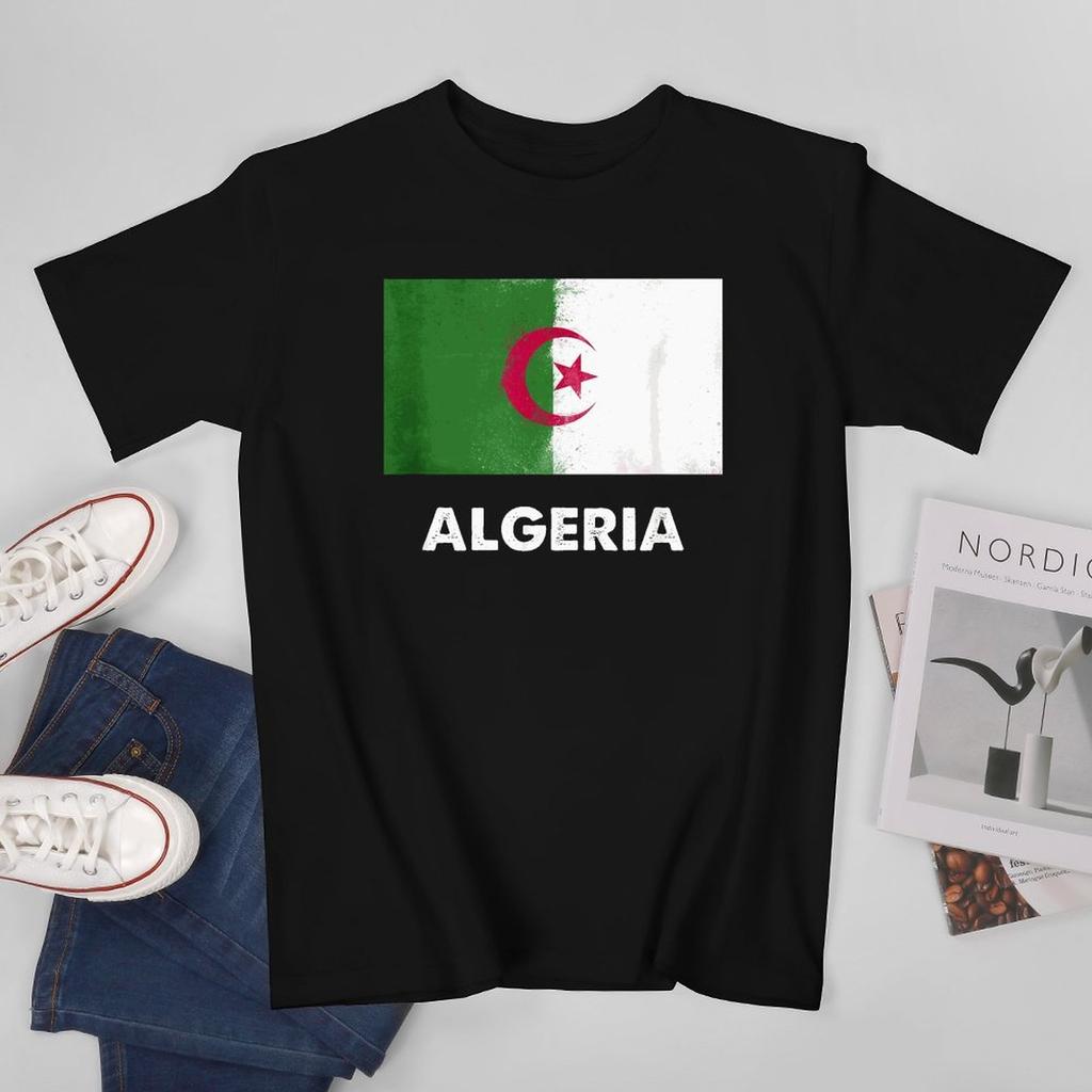 More Design Algeria Flag Algerian Unisex Tshirt Tees Tshirt Oneck T Shirts Unisex Boys Clothing 100 Cotton