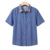 Women's Pure Cotton Short Sleeve Cardigan Blouse