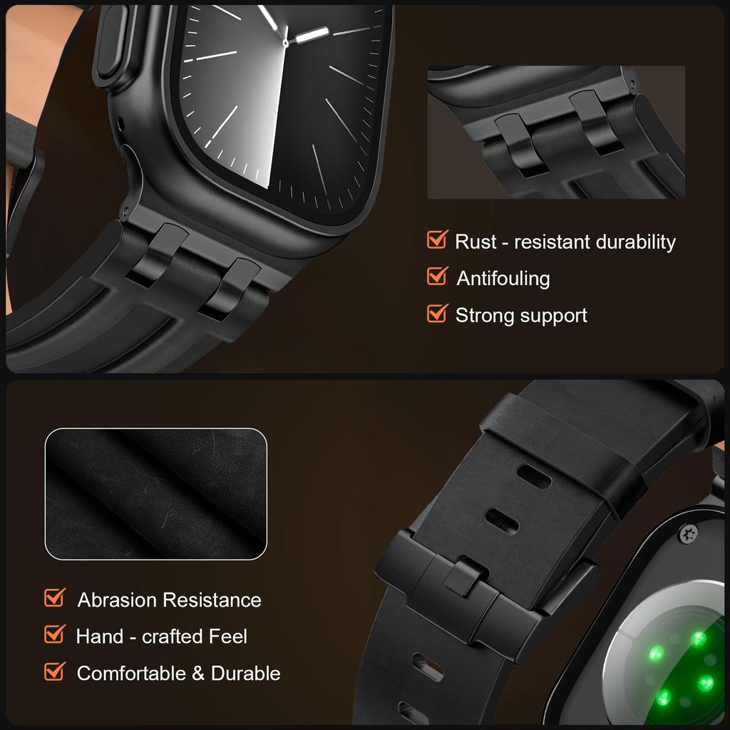 Leather Watch Band for Apple Watch Strap 49mm 46mm 45mm 44mm Luxury Man Bracelet for iWatch Ultra 3 Series 11 10 9 8 7 6 Se Band