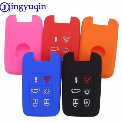 Jingyuqin Silikonowe 6-przyciskowe Etui na Inteligentny Kluczyk Zdalny Fob Pokrowiec Styling Dla Volvo S60 S80 V70 XC60