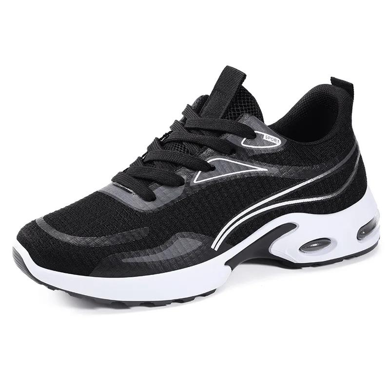 Fashion New men's shoes, summer sports running shoes, lace up air cushion sports shoes, knitted mesh comfortable men's shoes