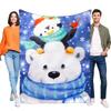 Cozy Polar Bear and Snowy Penguin Blanket Soft Plush Blanket for Bed Sofa Couch, Perfect Lightweight Winter Holiday Home Decor G