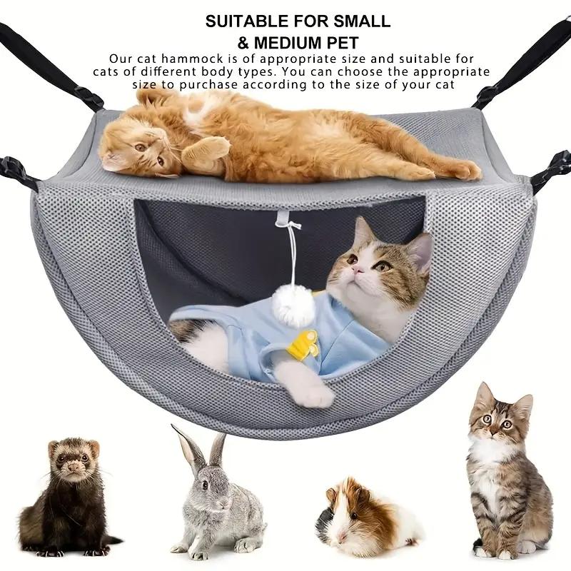 Suspended Cat Cage Hammock Pet Hanging Bed Breathable Mesh Cozy Kitten Hamster Sleeping House for Small Animal Guinea Pig Indoor
