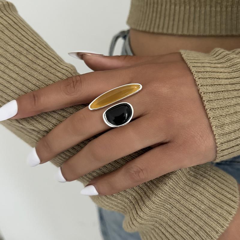 Luxury Red Irregular Zircon Open Ring for Women Vintage Geometric Inlaid Stone Adjustable Ring Vacation Party Zircon Gift