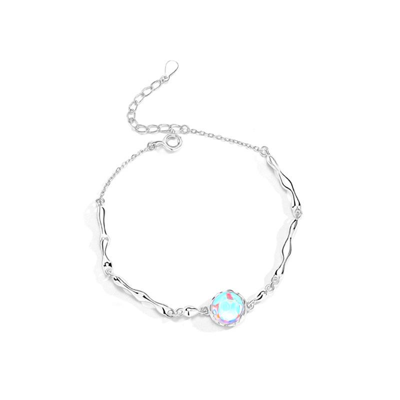S925 Silver Wicker Bracelet with Mermaid Tears Crystal - Japanese Luxury Long-Distance Relationship Christmas Gift