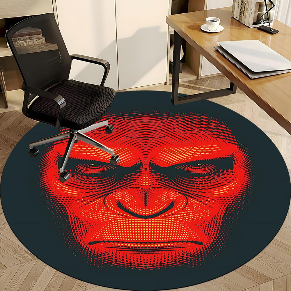 1pc Gorilla Pattern Office Round Area Rug, Indoor Mat Suitable For Office, Under Office Chairs Bedroom Living Room Home Decor, Room Deco