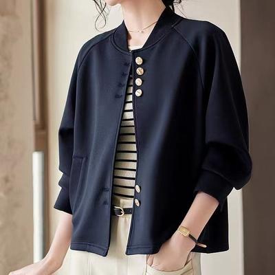 Ragshoulder Sleeves Comforting Baseball Jacket Spring New Casual and Versatile Women's Baseball Jacket Design Sense