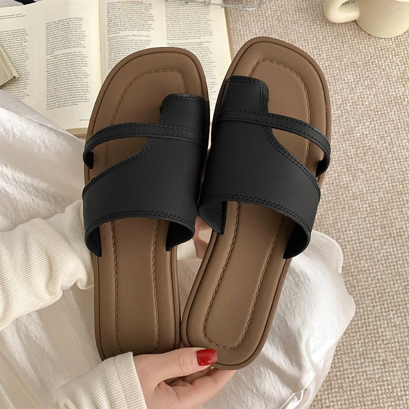 Trendy Crisscross Strap Slide Sandals Toe Loop Flat Summer Casual Slippers 36