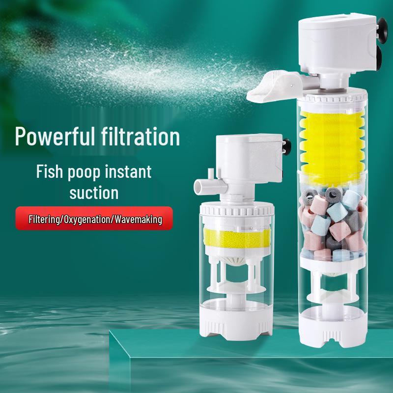 Kompakt 3-i-1 Akvariebehållarfilter & Cirkulationspump för Effektiv Vattenrening