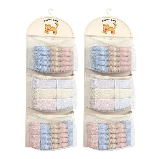 Wardrobe Hanging Storage Net Large Capacity Mesh Storage Bag with Hook Multi-tier Breathable Mesh Pouch for Socks Bras Underwear Dorms Bedrooms