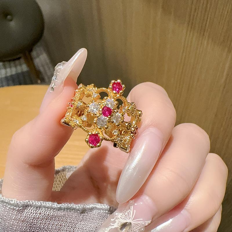 Niche Design Ring Series Personalized Star Drip Oil High Sense Stacked Open Ring Women'S Fashion French