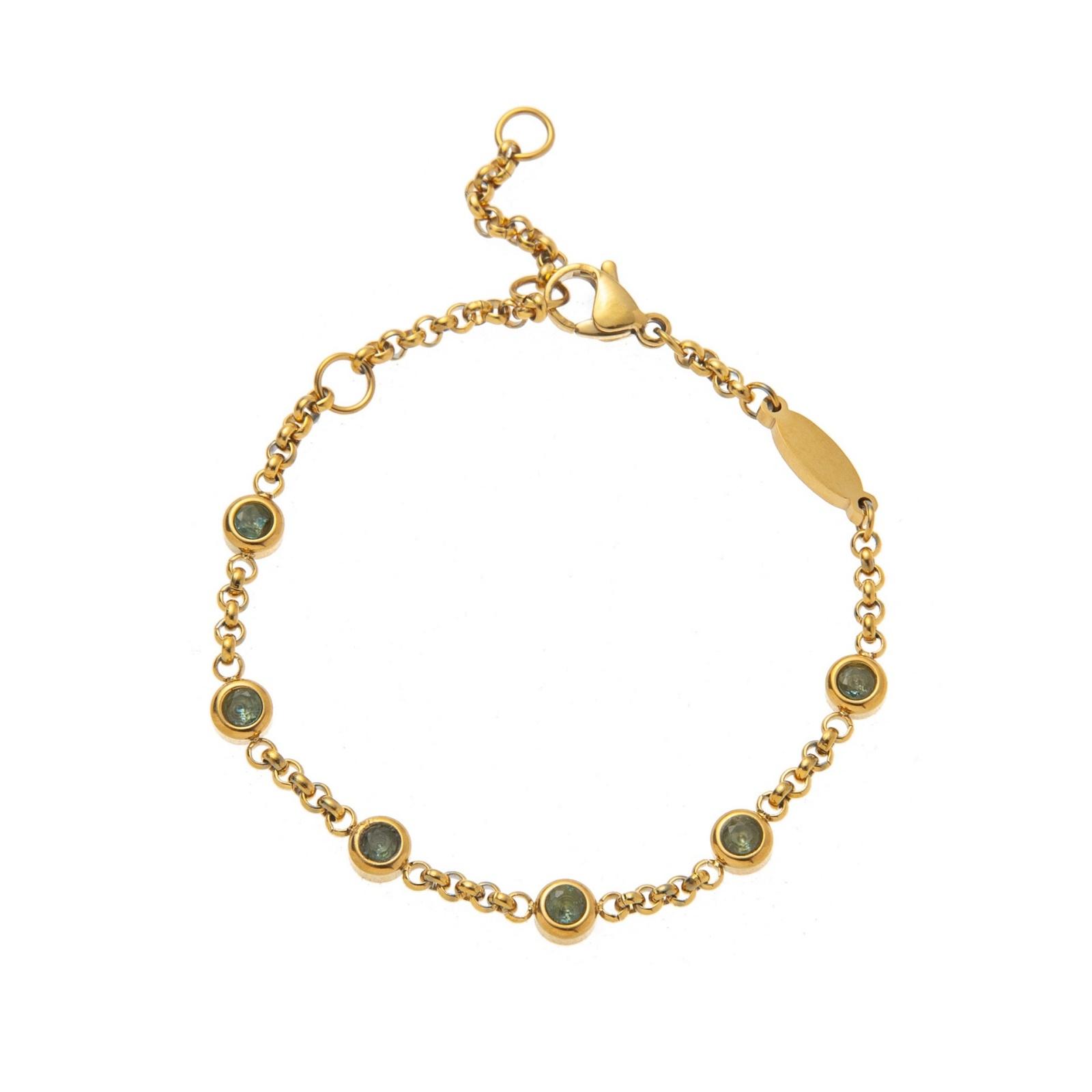 

Birthstone Rolo Chain Bracelets 18K Gold Plated 304 Stainless Steel Women s Simple Stylish Gift Jewelry 19cm(7.5 ) long, 1 Piece