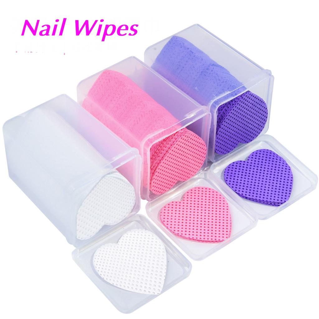 200 Pieces/Box Heart Lint Free Nail Wipes Cute Cotton Pads Nail Polish Manicure Remover Cleaning Eyelash Extention Tools