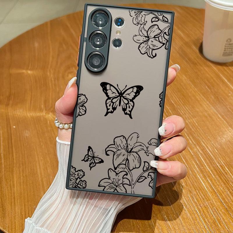 Ultra Slim Frosted Black Case für Samsung S24 S23+ S22 S21FE A51 A71 A13 4G A52 A34 A54 5G Note 20 Soft Edge PC Bumper Cover