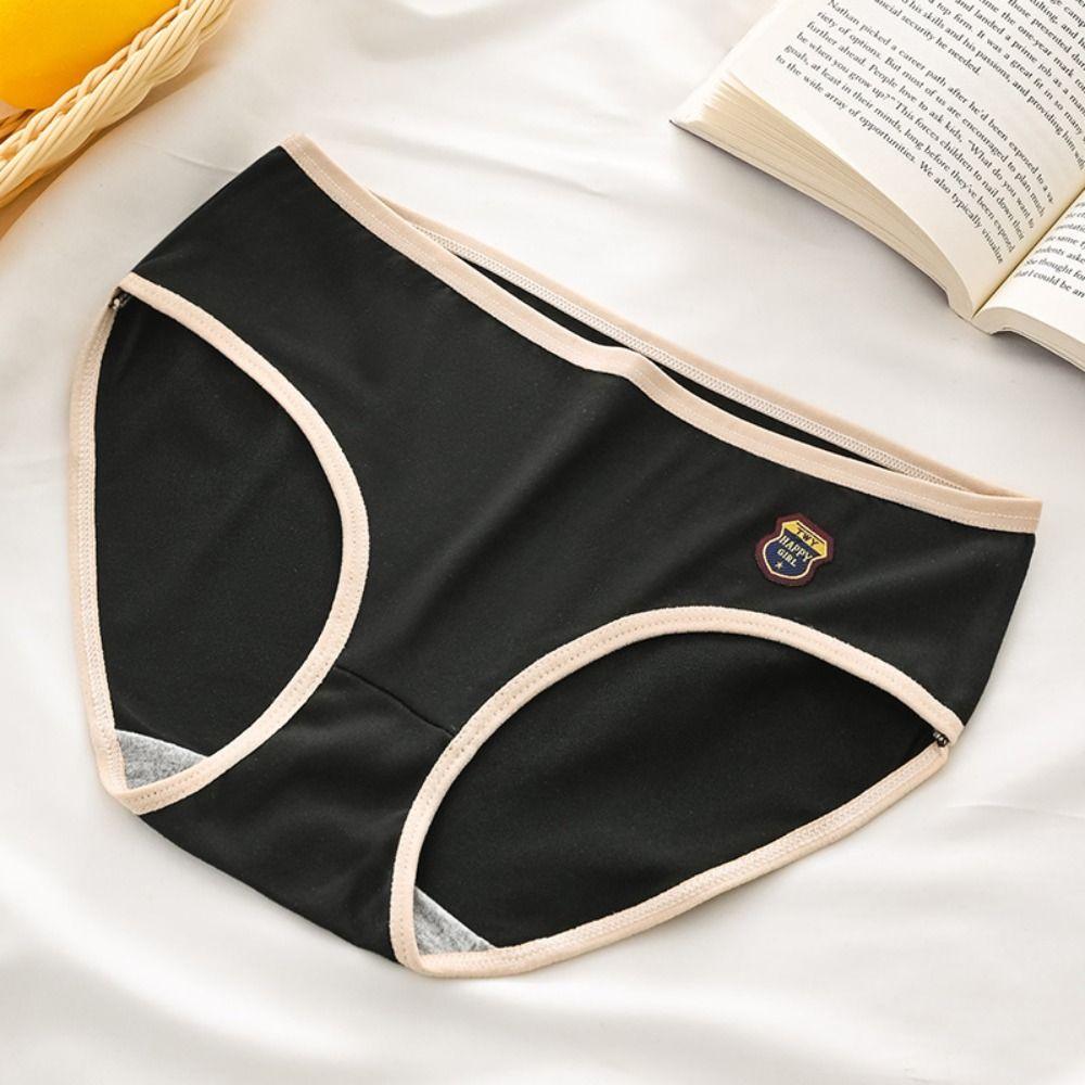 6PCS Mid Waist Simple Panties Breathable Large Size Briefs Trendy Underwear Women Intimates