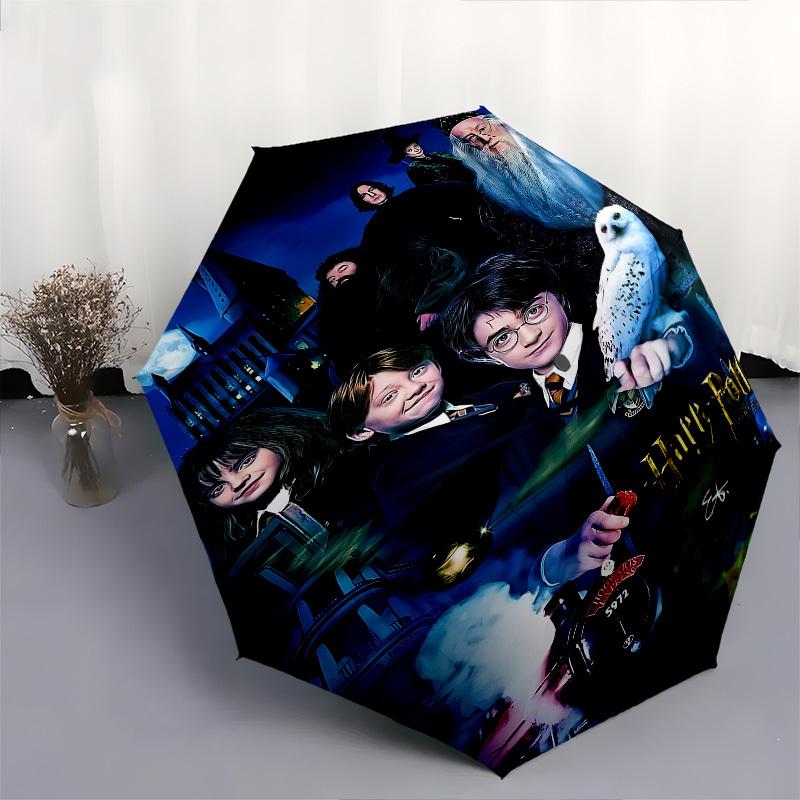 1pc Harry Potter, Hogwarts Express Automatic Folding Umbrella - Compact 8-Rib Design, Durable Plastic & Iron1261L