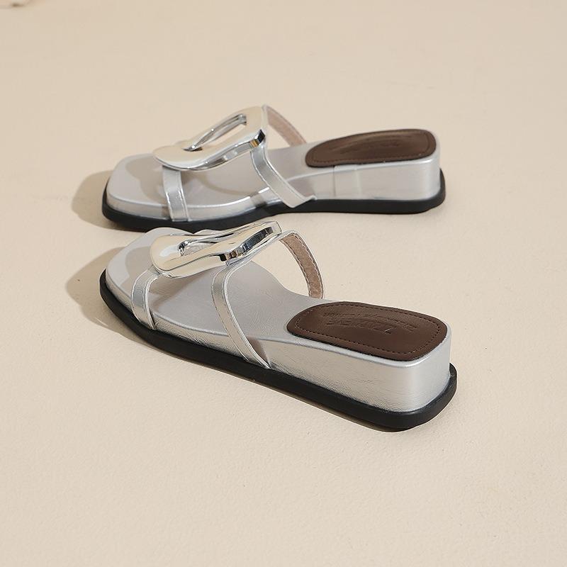 Retro Wedge Heel Sandals Women's Shoes and Slippers New One-shoulder Slippers