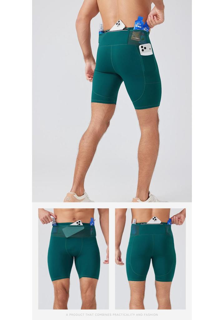 Men's Multi-Pocket Compression Capri Pants for Running, Training, and Cycling