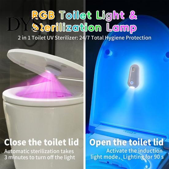 Toilet Cleaning Light Sterilizing with Auto Sensor UV Germicidal for Multi-color Bathroom Bowl Multi-Color Night Hands-Free Installation Lamp Upright