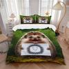 3pcs Hedgehog Bedding Set - Includes One Quilt Cover and Two Pillowcases (No Core) - Anime Cartoon Design, Polyester Fabric, Perfect for Bed