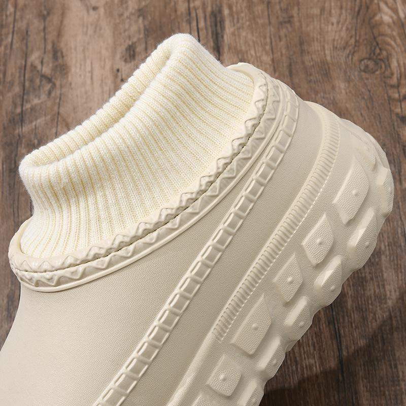 Tire sole fluffy cotton slippers women's bags and autumn and winter new non-slip velvet warm and heightening cotton shoes