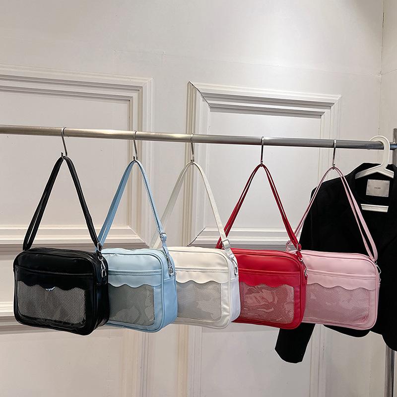 Cute and Versatile Simple Japanese PU Two Dimensional Transparent One Shoulder Crossbody Bag Female Soft Girl Bag