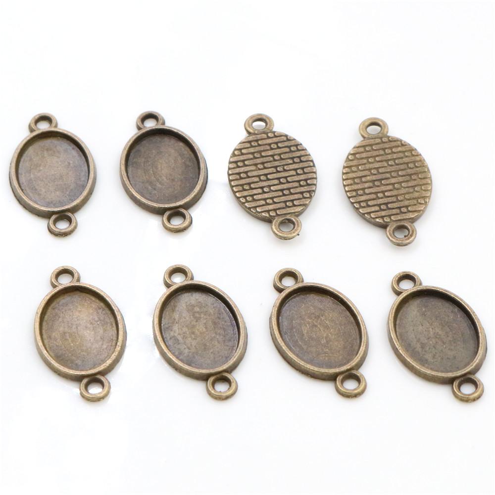

20pcs 10x14mm Inner Size Antique Silver Plated Bronze Two Loop Style Cameo Cabochon Base Setting Pendant necklace findings бронзовый