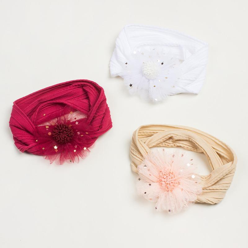 Summer New Girls' Hair Accessories, Baby Candy Color Flower Seamless Wide Headscarf, Baby Nylon Headband