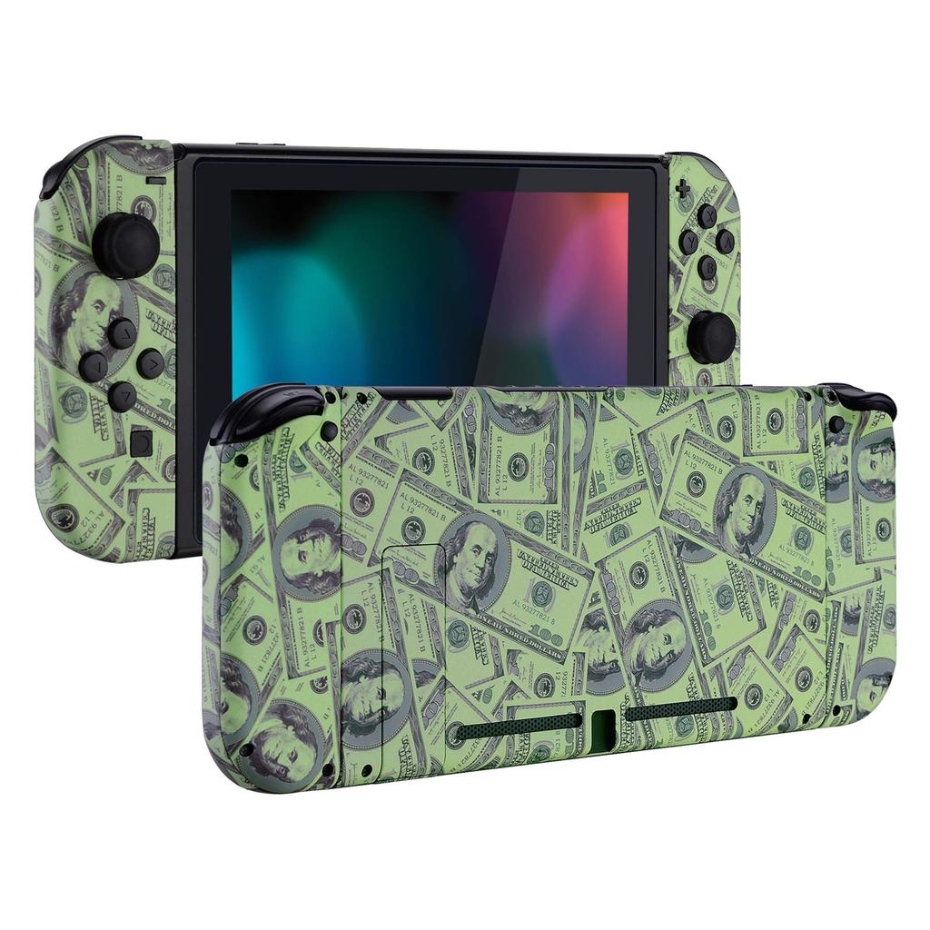 Custom DIY Replacement Case Shell Compatible with eXtremeRate Includes Patterned Back Holder Handle Controller Full Button Set Dollar Switch, Plate,