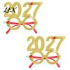 Celebration Eyewear for Events 2 Pcs 2027 New Year Eyeglasses, Plastic Glitter Number Glass Frame, Colorful Festive Glasses Parties Shiny Unisex