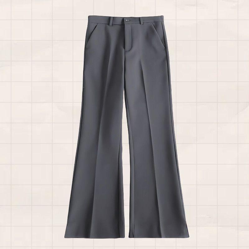 Men's Retro Black High Waist Bell Bottom Suit Trousers
