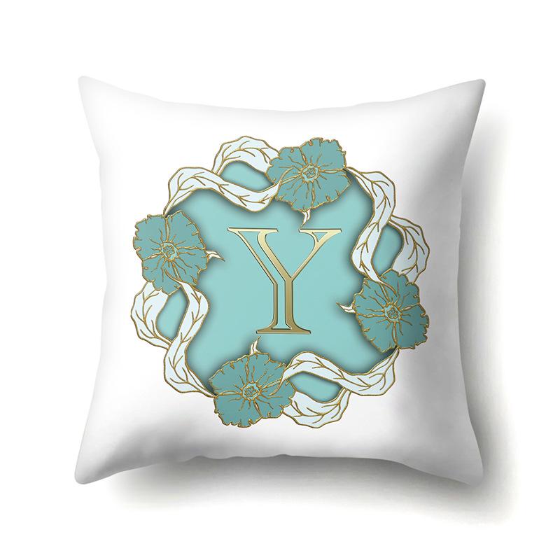 Polyester Pillowcase Home Decoration Gold Printed Pillowcase 26 English Letters Bedside Cushion Cover