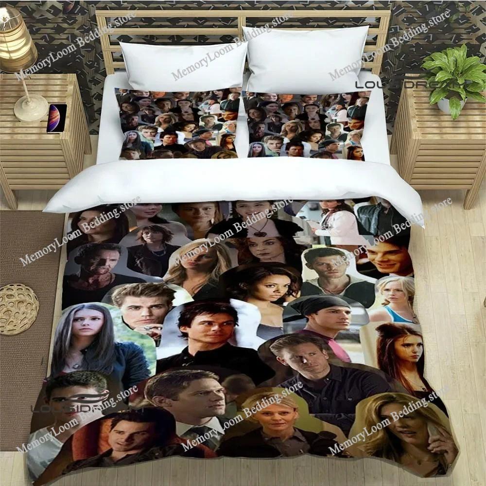 TV Series Popular The Vampire Diaries Damon Salvatore Bedding Set King Size Duvet Cover 3D Print Cozy Soft Bed Sheet Set Adult