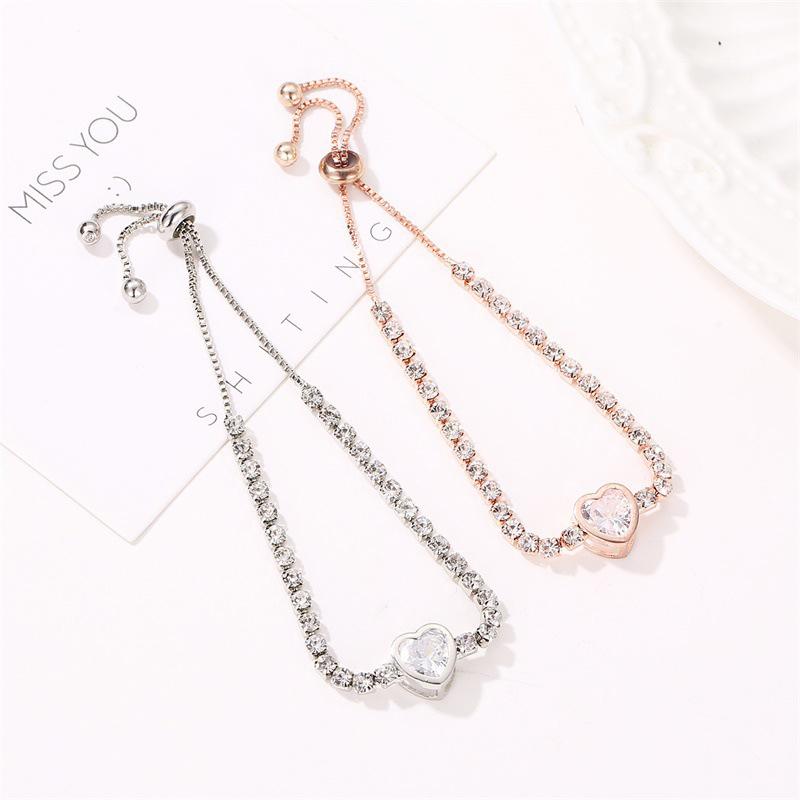 SUMENG 2024 New Round Rose Gold Color Cubic Zirconia Charm Bracelets for Women Jewelry Gifts