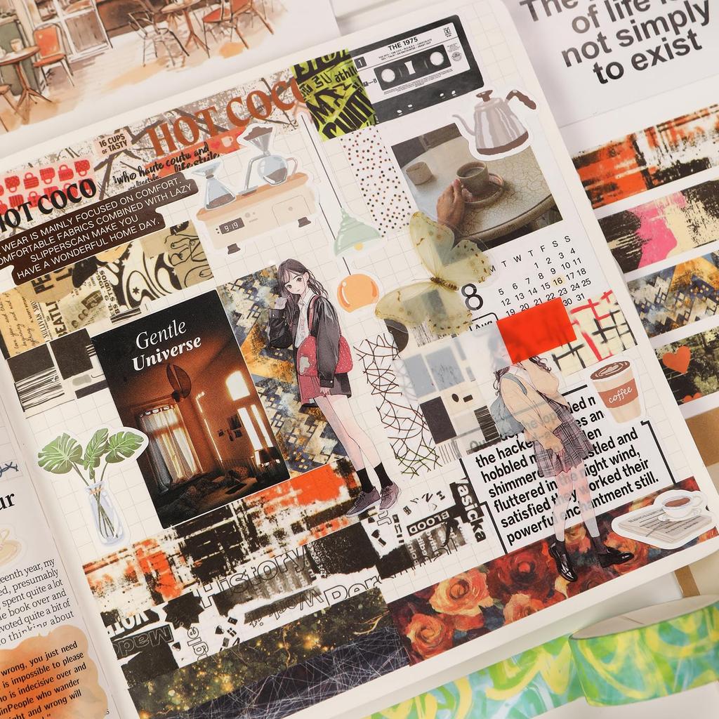 YUBBAEX Masking Washi Tape with Artistic Botanical Retro Style for and Scrapbooks Tape, 12-Roll Set, Patterns, Planners, Decorations, Wrapping,
