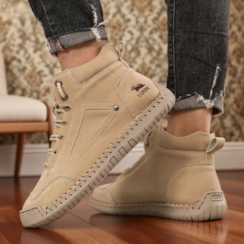 New Men's Nude Boots High Top Retro Anti Slip Work Shoes Outdoor Shoes Soft Homme Classic Ankle Non-slip Flats Moccasin Sneakers