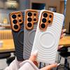 For Samsung Galaxy S26 Ultra S26 Plus Case Magnetic Ripple Pattern PU Leather Cover with Metal Camera Lens for Galaxy S26