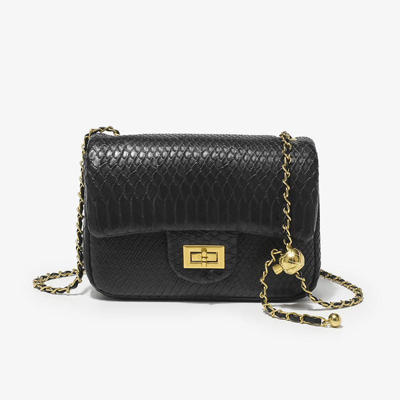 New Trendy Small Snake Pattern Crossbody Bag for Women High-end PU Leather Flap Shoulder Bags Classic Female Chain Handbags