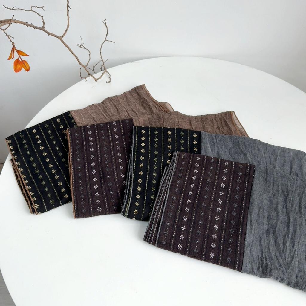Women Vintage Colorblock Scarf Long Soft Warm Autumn Winter Korean Style Small Flower Personalized Scarves For Ladies