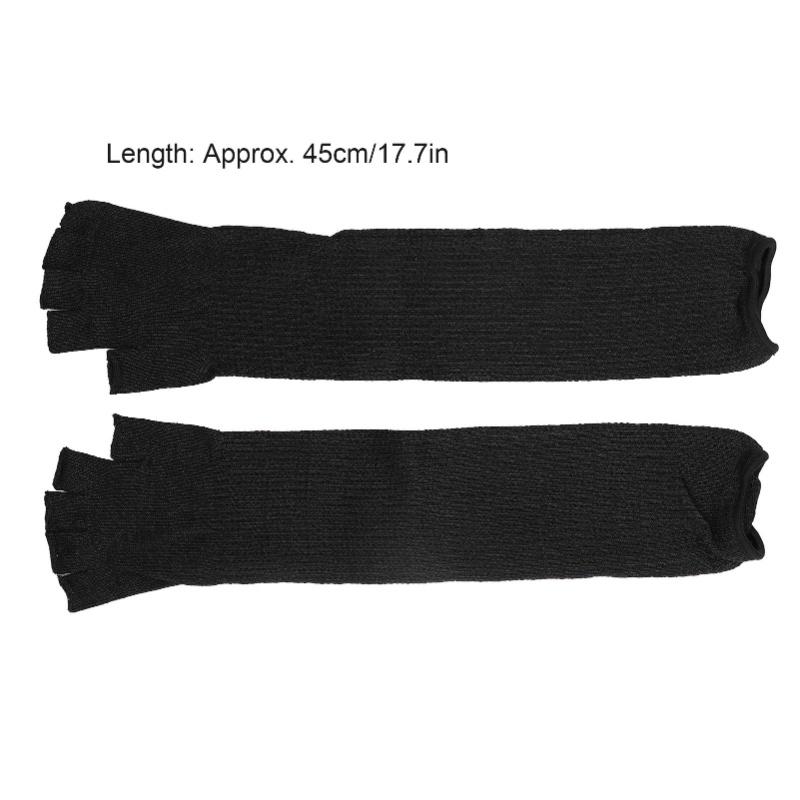 Arm Guards 45cm/17.7in Cut Resistant Half Finger Arm Sleeve For Kitchen Woodworking Gardening Black