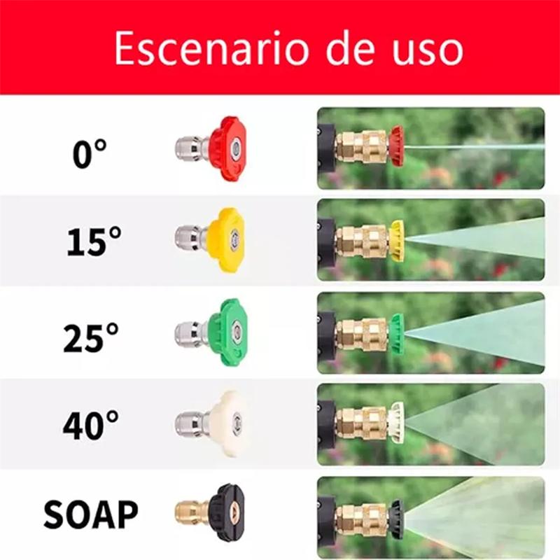 4350PSI Pure Copper High-Pressure Car Wash Nozzle for Professional Car Wash Shops with 1L Foam Spray Gun 1/4" Quick Nozzle Set