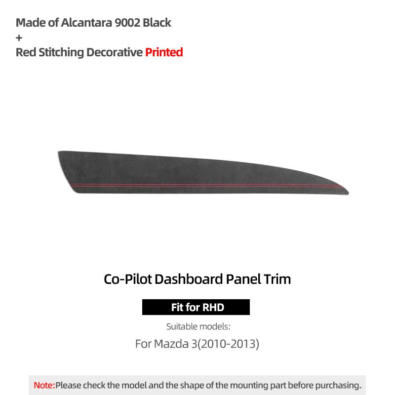 Betterhumz For Mazda 3 Axela 2010-2013 Made of Alcantara Co-pilot Dashboard Trim Stickers Car Trument Interior Accessories
