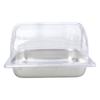 Sturdy Stainless Steel Buffet Serving Trays With Clear Roll Top Covers for Restaurant Kitchen Party Food Display