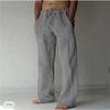 Mens Casual Drawstring Linen Wide Leg Pants With Pockets