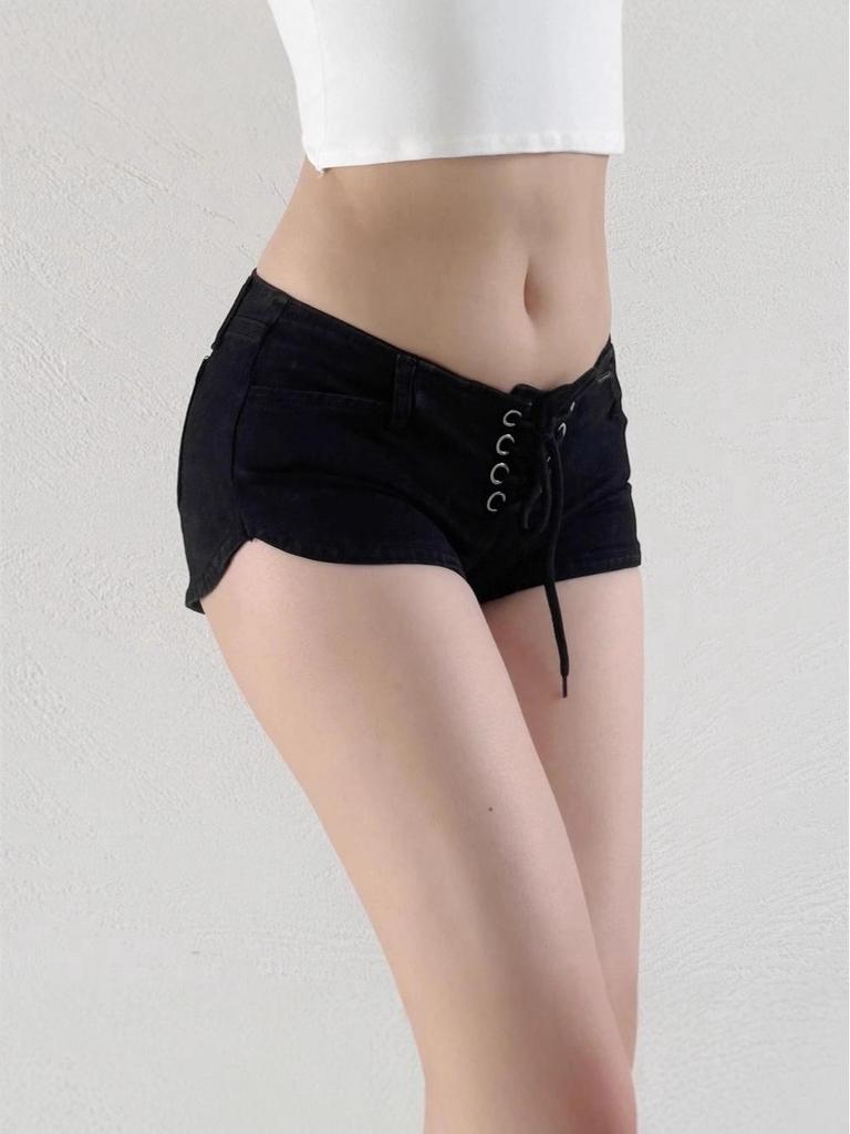 Women's Sexy Lace-Up Low-Rise Denim Shorts - Summer Slim Fit