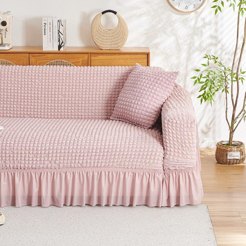 New Style Sofa Cover Seersucker Skirt Model All Inclusive Cover Cloth for All Seasons Lazy All Inclusive Full Cover Elastic Cover
