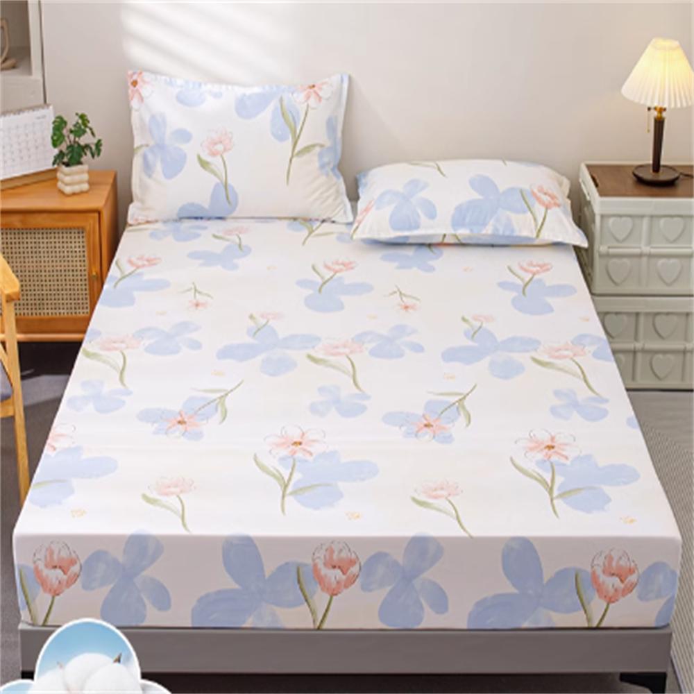 100% Cotton Fitted Sheet Single Piece No Pillowcase Cotton Bedspread Mattress Protector Children's Full Cover Bed Cover Sheet