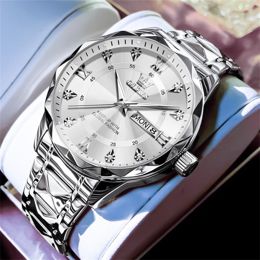 

OLEVS Лучшие роскошные брендовые мужские часы оригинальные водонепроницаемые кварцевые часы из нержавеющей стали с люминесцентным покрытием модные мужские часы с ромбовидным зеркалом