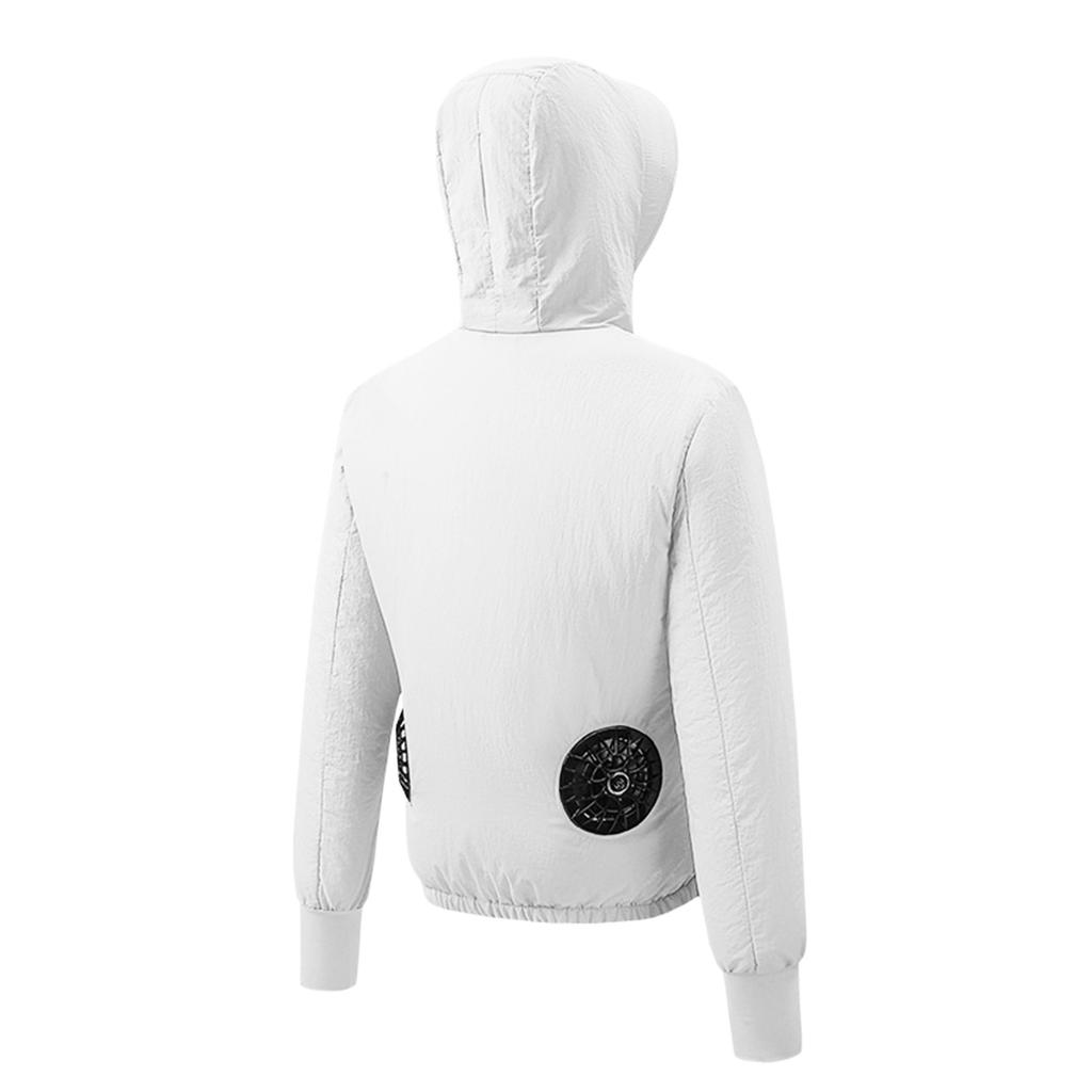 Women's Summer Fan Jacket (Including A Set Of 9-blade Brushless 5V Fans) Long Sleeved Hooded Zipper Heatstroke Proof Solid Color Work Clothes